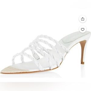 Elegant White and Tan Strappy Heels